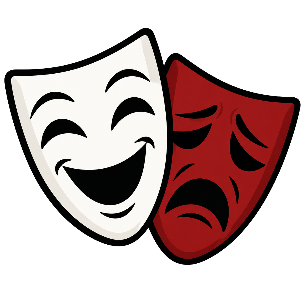 Block you test me — comedy and tragedy masks